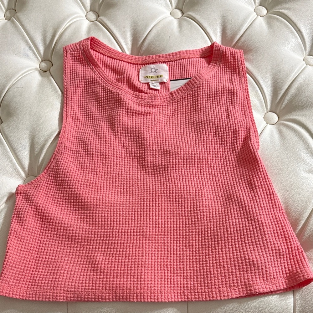 NWT AERIE Pink Waffle Knit Crop Top